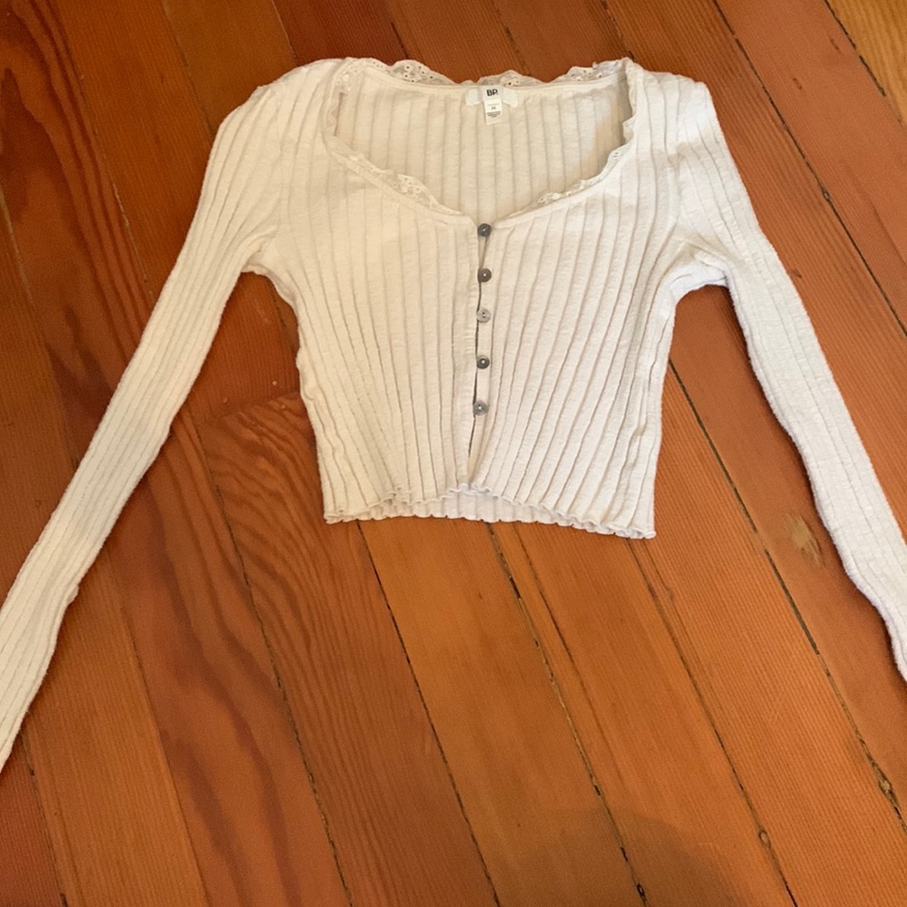 Cropped button down long sleeve